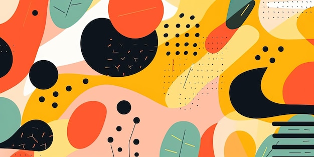 a colorful fabric with shapes and leaves in the style of playful cartoon illustrations