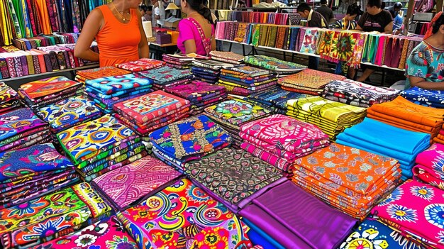 colorful fabrics at a market