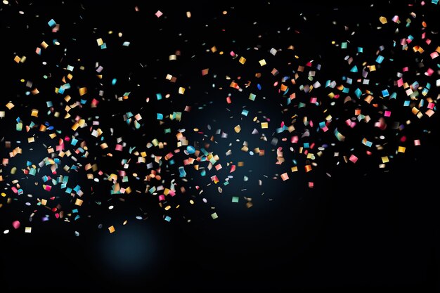 Photo colorful falling confetti on black background