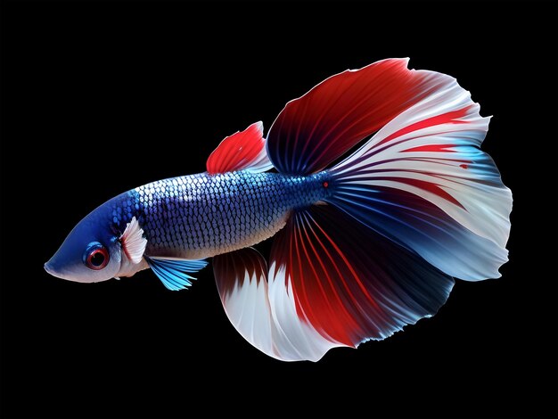 Foto pesce betta fantastico colorato su sfondo nero