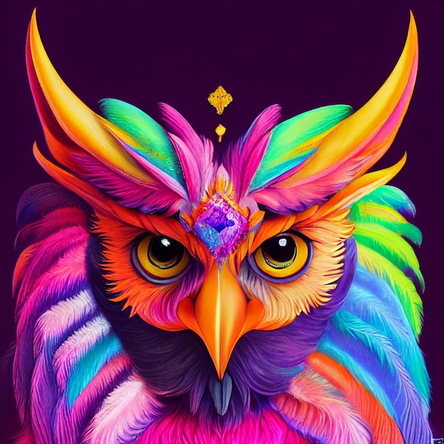 Colorful fantasy bird portrait