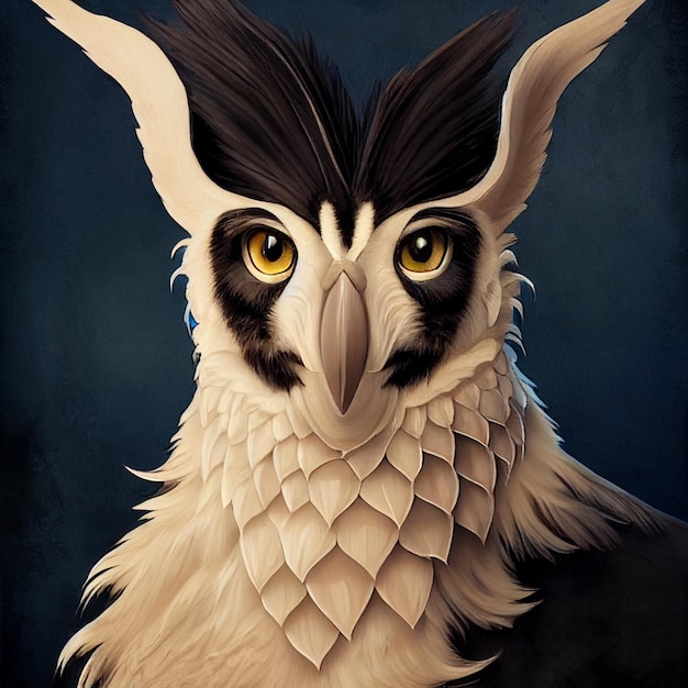 Colorful fantasy bird portrait