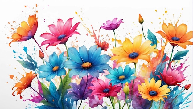 colorful fantasy flowers splash