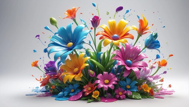 colorful fantasy flowers splash