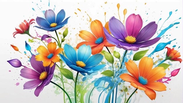 colorful fantasy flowers splash