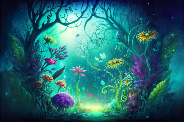 Colorful fantasy forest of dream