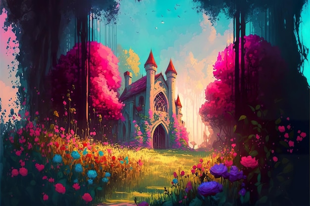 Colorful fantasy forest of dream