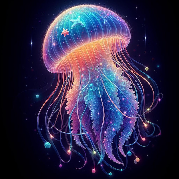 Photo colorful fantasy jellyfish illustration