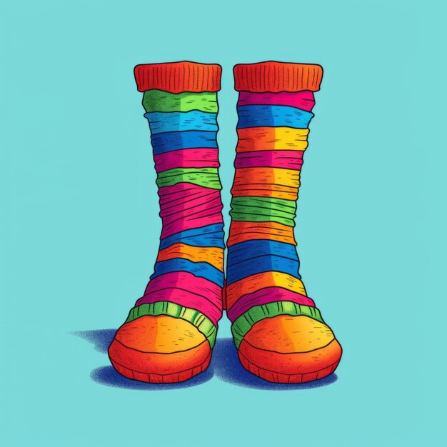 Colorful Fantasy Socks Cartoon Illustration