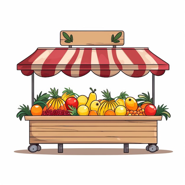 Photo colorful farsi market a cartoon fruit stand in clean vector style