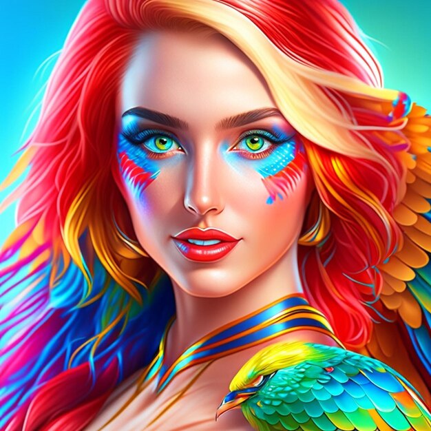 colorful fashion young woman with perfect sportive body AI Generative