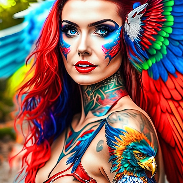 Colorful Fashion Young Women With Tattoo