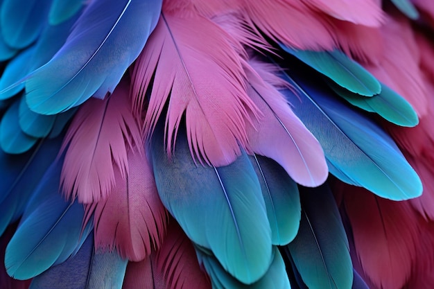 カラフルな羽の背景テクスチャエキゾチックな翼の詳細を持つ鮮やかな芸術的で現実的なデザイン