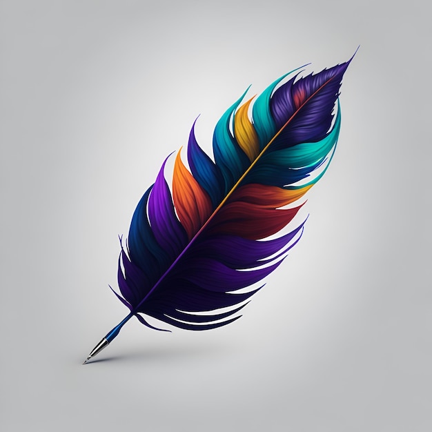 A colorful feather is painted with different colors.