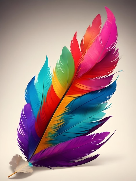 A colorful feather is painted with different colors