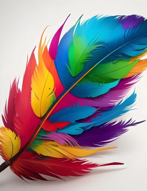 A colorful feather is painted with different colors