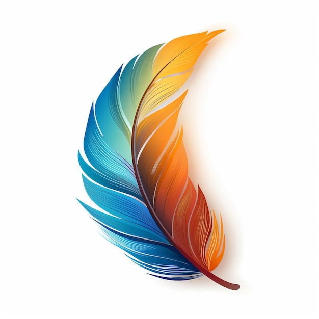 Colorful feather isolated on white background