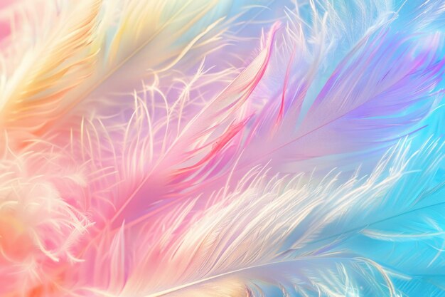 Photo colorful feather patchwork background with soft focus spring summer 2019