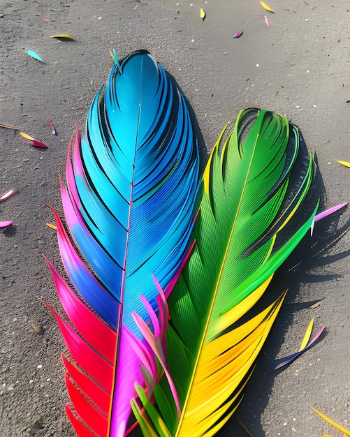 a colorful feather with many colors of colors on it