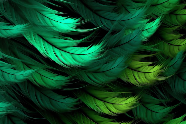 Premium AI Image  Beautiful abstract green feathers background feather  texture