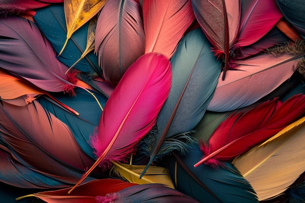 Colorful feathers on a colorful background