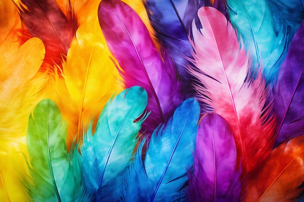 Фото Цветные перья на фоне холи