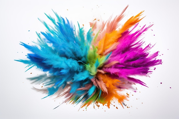 Colorful feathers isolated on a white background Closeupx9