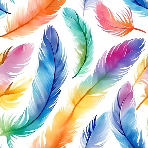 Colorful feathers on a white background