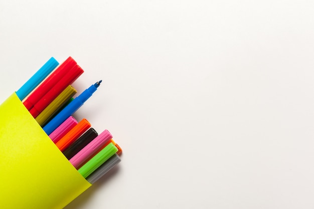 Colorful Felt Tip Pens isolated on a white close up