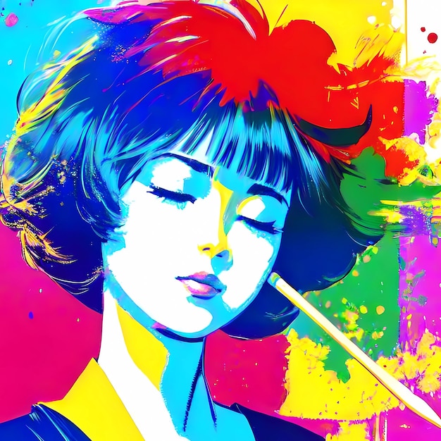 Colorful female digital art illustration