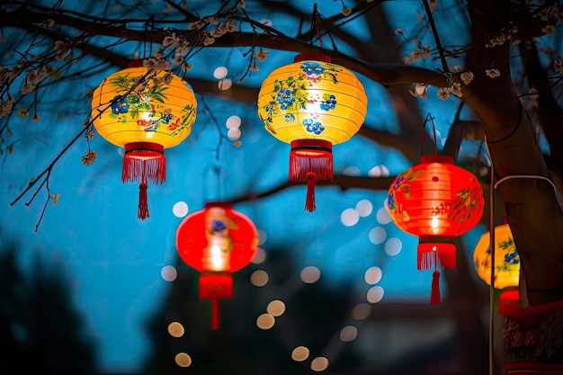 Цветные фестивальные фонари во время традиционного китайского праздника