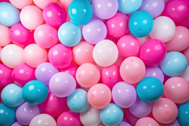 Colorful festive balloons adorned the wall as a backdrop