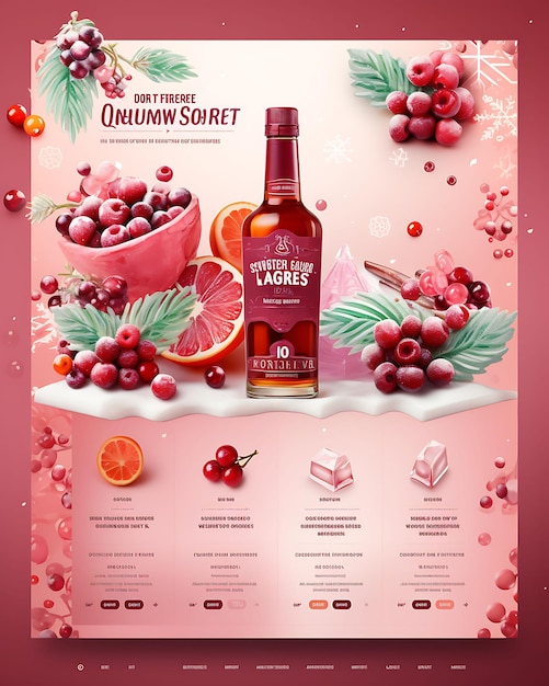 Colorful Festive Cranberry Liqueur With a Holiday Inspired Color Pale creative concept ideas design