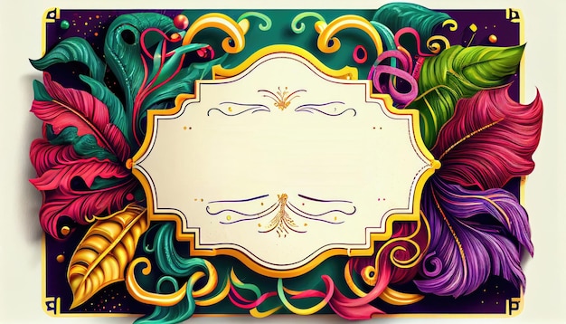 Colorful festive Grouping of mardi gras venetian carnivale mask feathers beads Party design banner