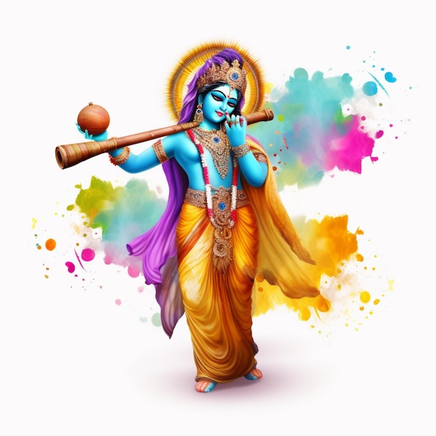 Photo colorful and festive happy krishna janmashtami