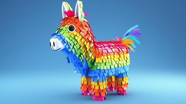 A colorful and festive Mexican pinata in the shape of a llama It is made of brightly colored paper and decorated with ribbons and tassels