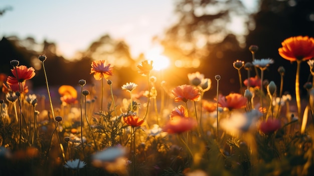 色とりどりの野生の花畑