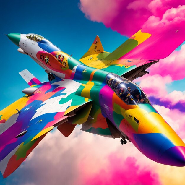 Colorful fighter jet