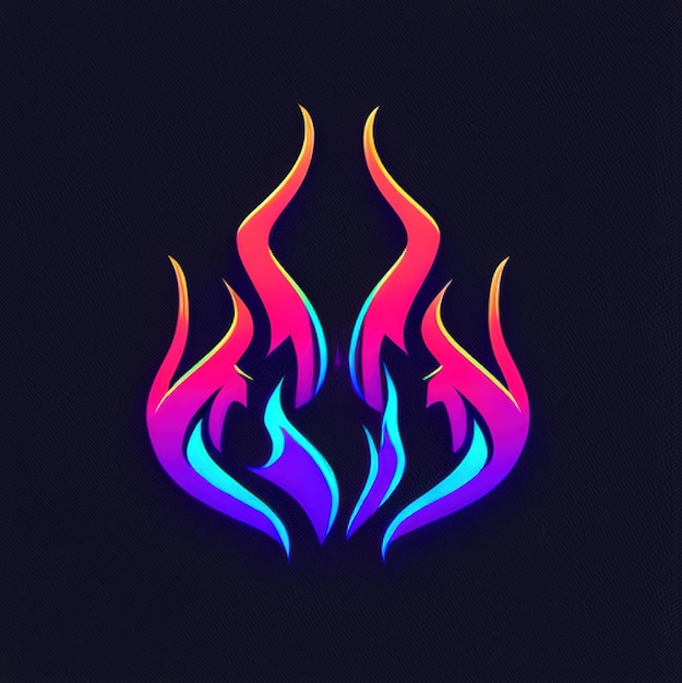 a colorful fire design is shown in a dark background.