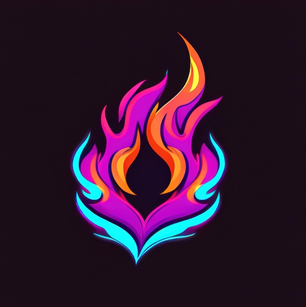 불이라는 단어가 적힌 화려한 불 디자인.