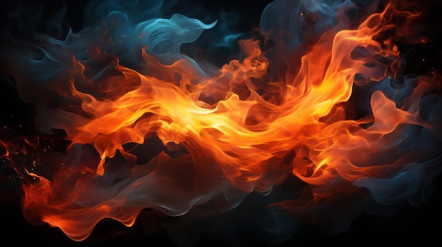 colorful fire flames on black background