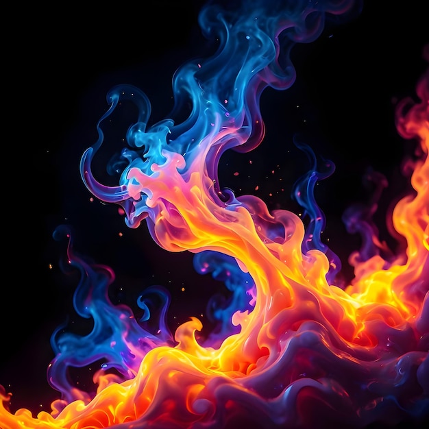 Photo colorful fire and smoke