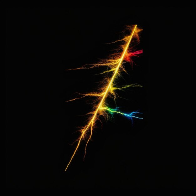 A colorful firework is lit up in the dark.