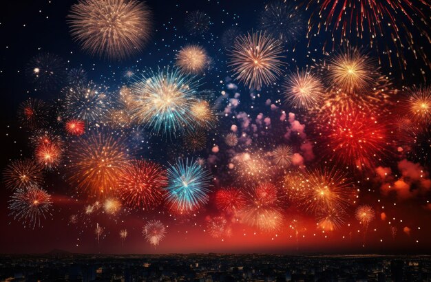 Photo colorful fireworks are lit up in the night sky