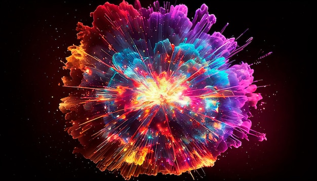 Colorful fireworks big bang galaxy Generative Ai