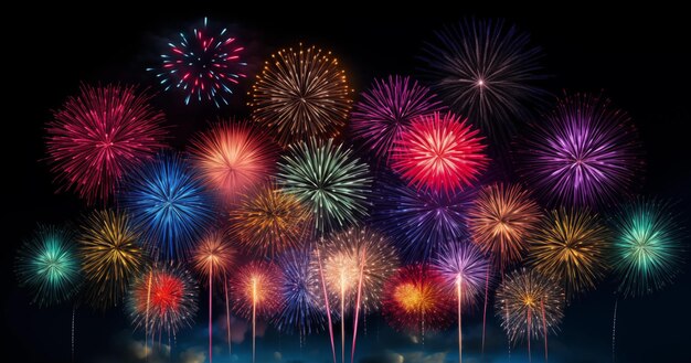 Colorful fireworks on a black background