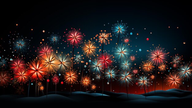 Colorful fireworks celebration on the dark sky background