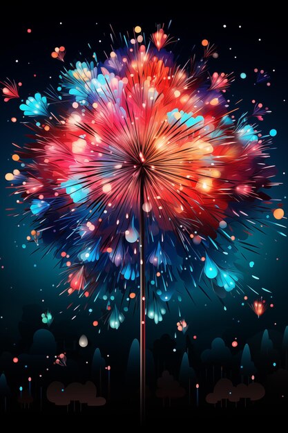 Photo colorful fireworks celebration on the dark sky background