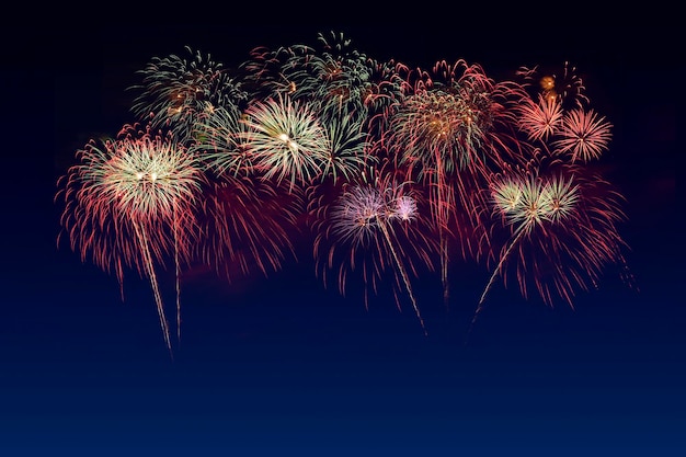 Colorful fireworks celebration and the twilight sky