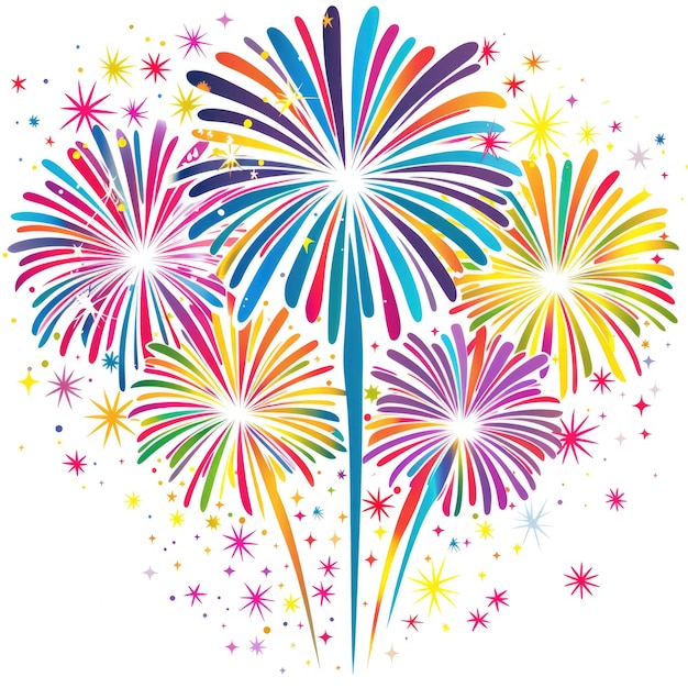 Photo colorful fireworks clipart png for holiday and celebration events bright and colorful lights in